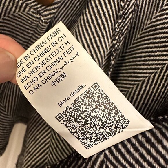 SHEIN Essence Plus Herringbone Peplum Hem Overcoat Black and White XS size 2 - Picture 8 of 8